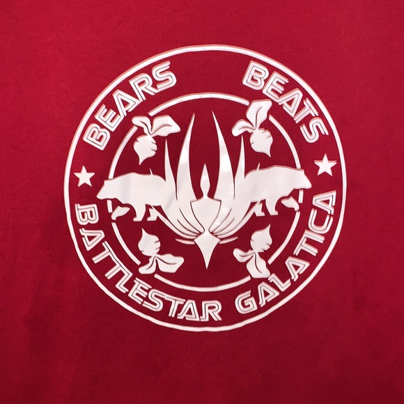 George red Bears Beats Battlestar Galactica short sleeve shirt - Picture 2 of 6